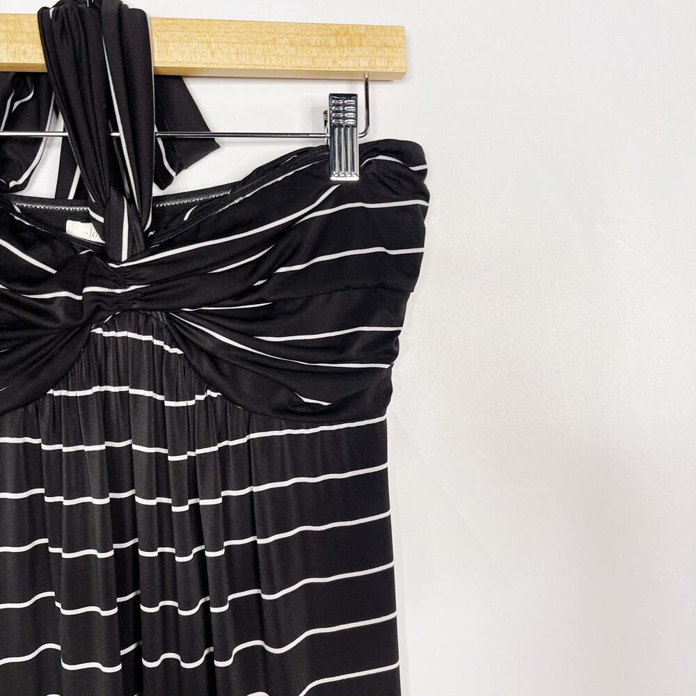 Soma Medium M Black White Striped Halter Neck Maxi Dress Jersey Soft Casual - Picture 6 of 14